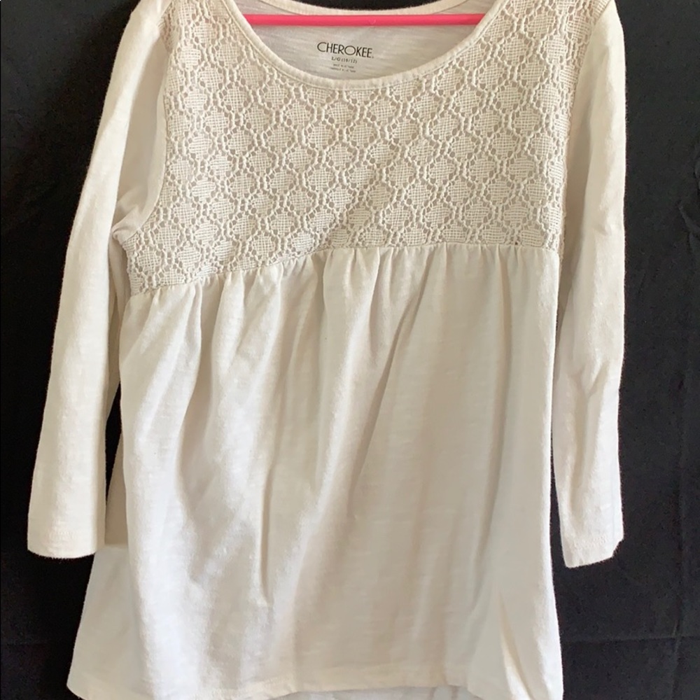cherokee white long sleeve shirt